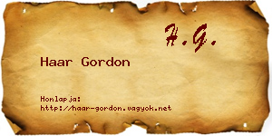 Haar Gordon névjegykártya